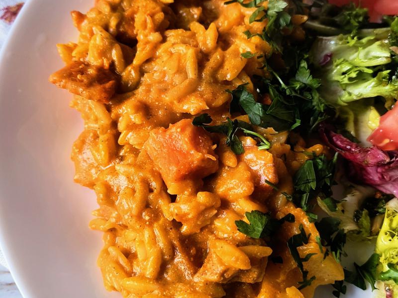 Makaron orzo z dynią