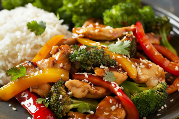 Stir-fry z kurczakiem i warzywami z ryżem jaśminowym - szybki przepis na obiad