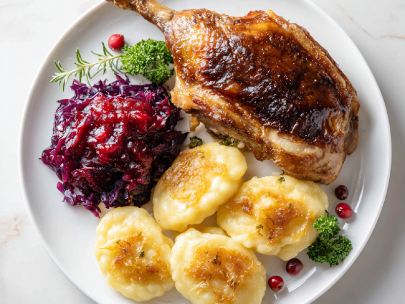 Kaczka pieczona z jabłkami i majerankiem - idealna na Święta