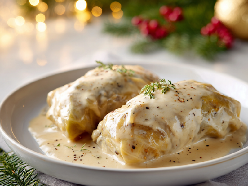 Najlepsze gołąbki z tartymi ziemniakami, kaszą i cebulką + sos pieczarkowy