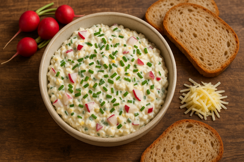 Pasta kanapkowa z rzodkiewką, jajkiem i serem (5 minut)