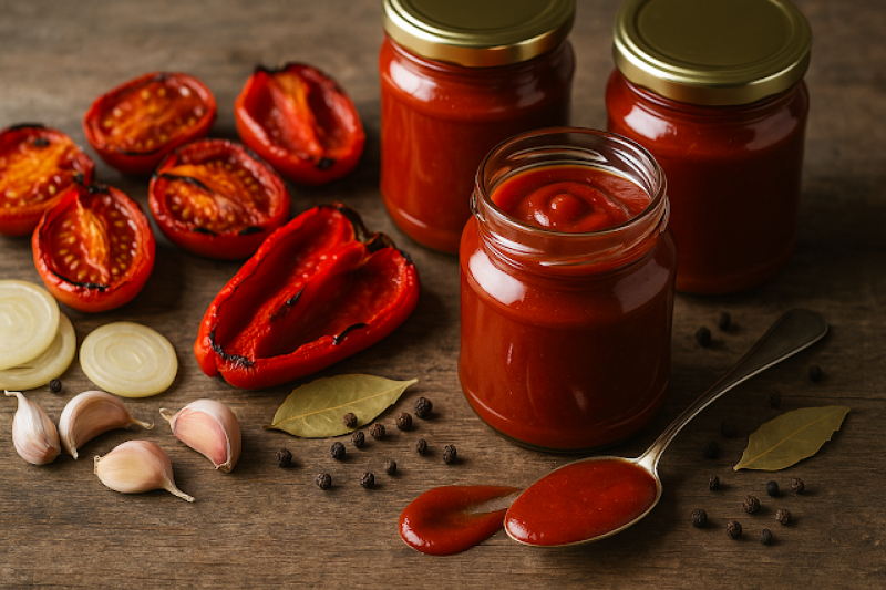 Ketchup z pieczonych pomidorów – gęsty i aromatyczny (na zimę)