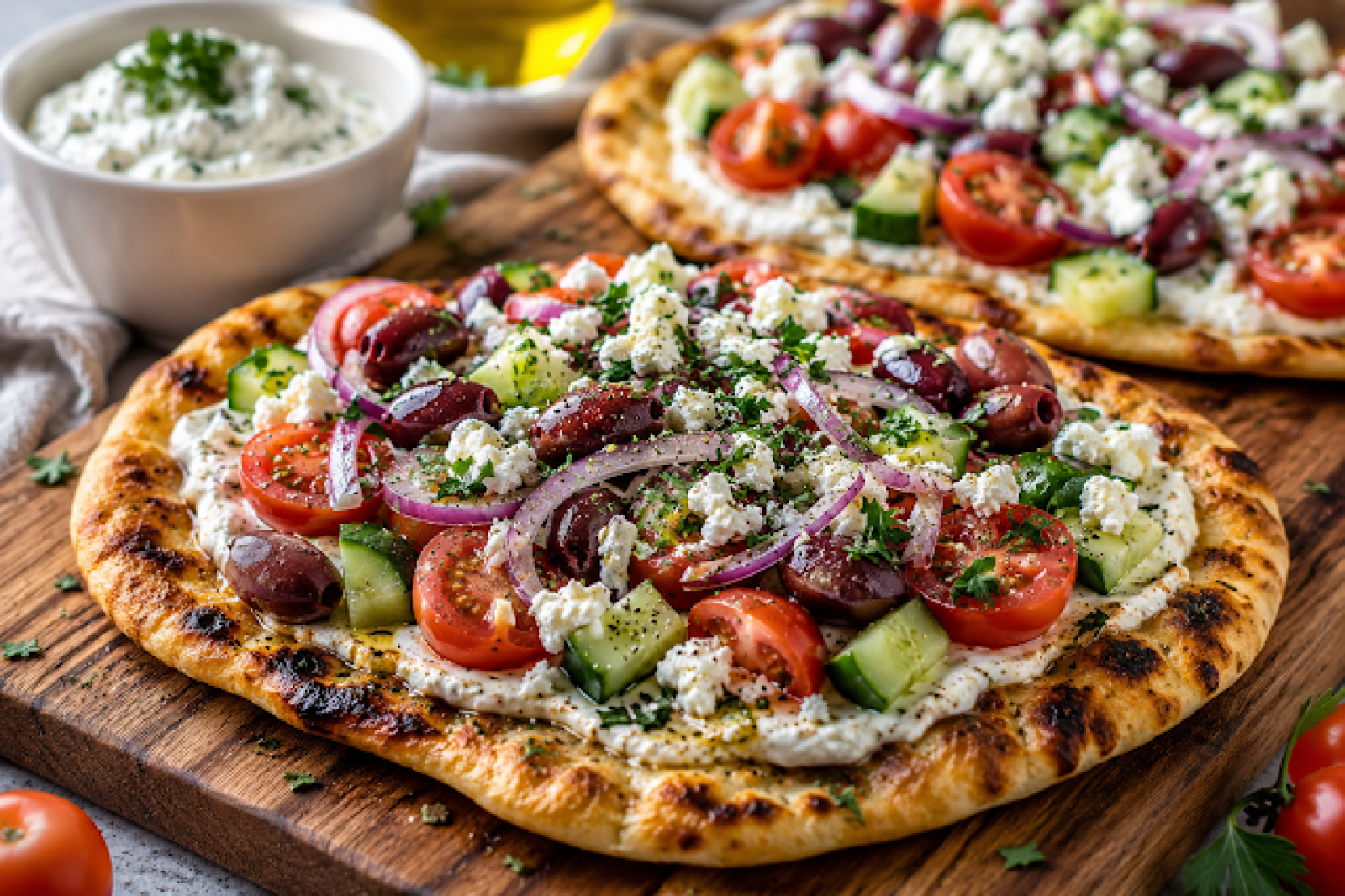 Fit pizza po grecku na naan – szybki przepis z fetą