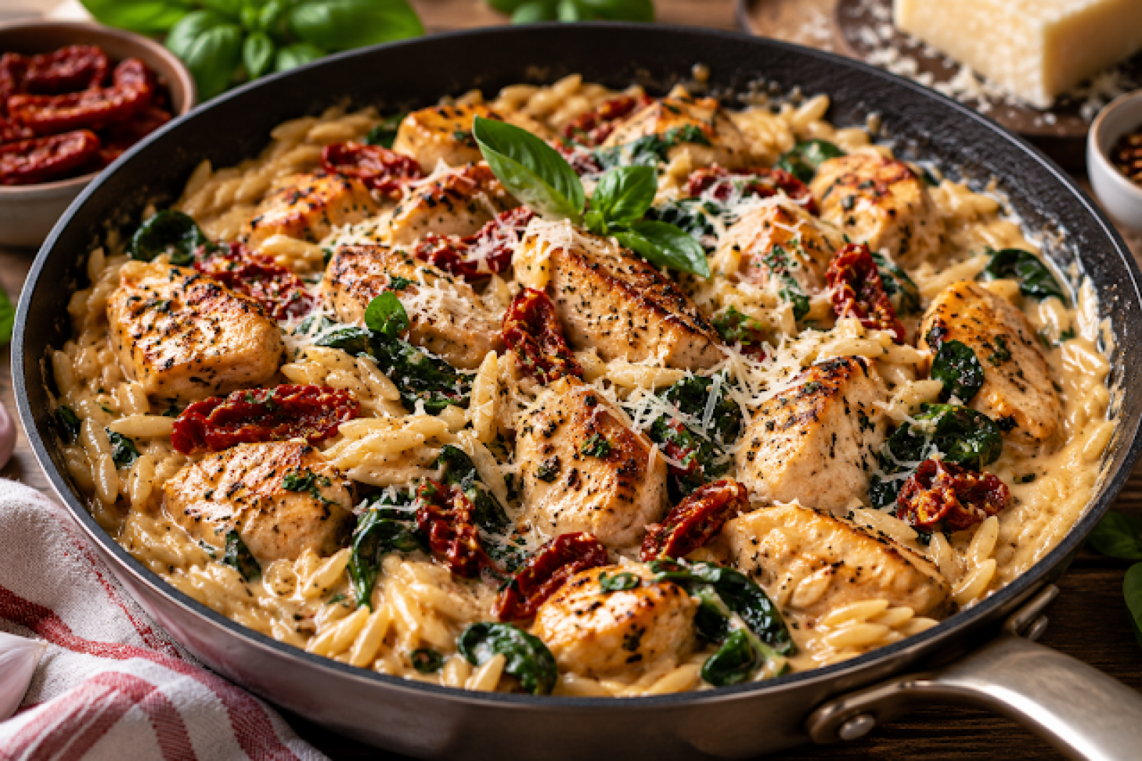 FIT Kurczak Marry Me z Orzo – kremowy, wysokobiałkowy obiad w 30 minut