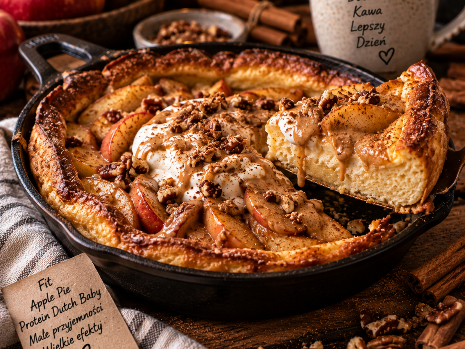 Fit Apple Pie Protein Dutch Baby – Wysokobiałkowy Naleśnik z Jabłkami