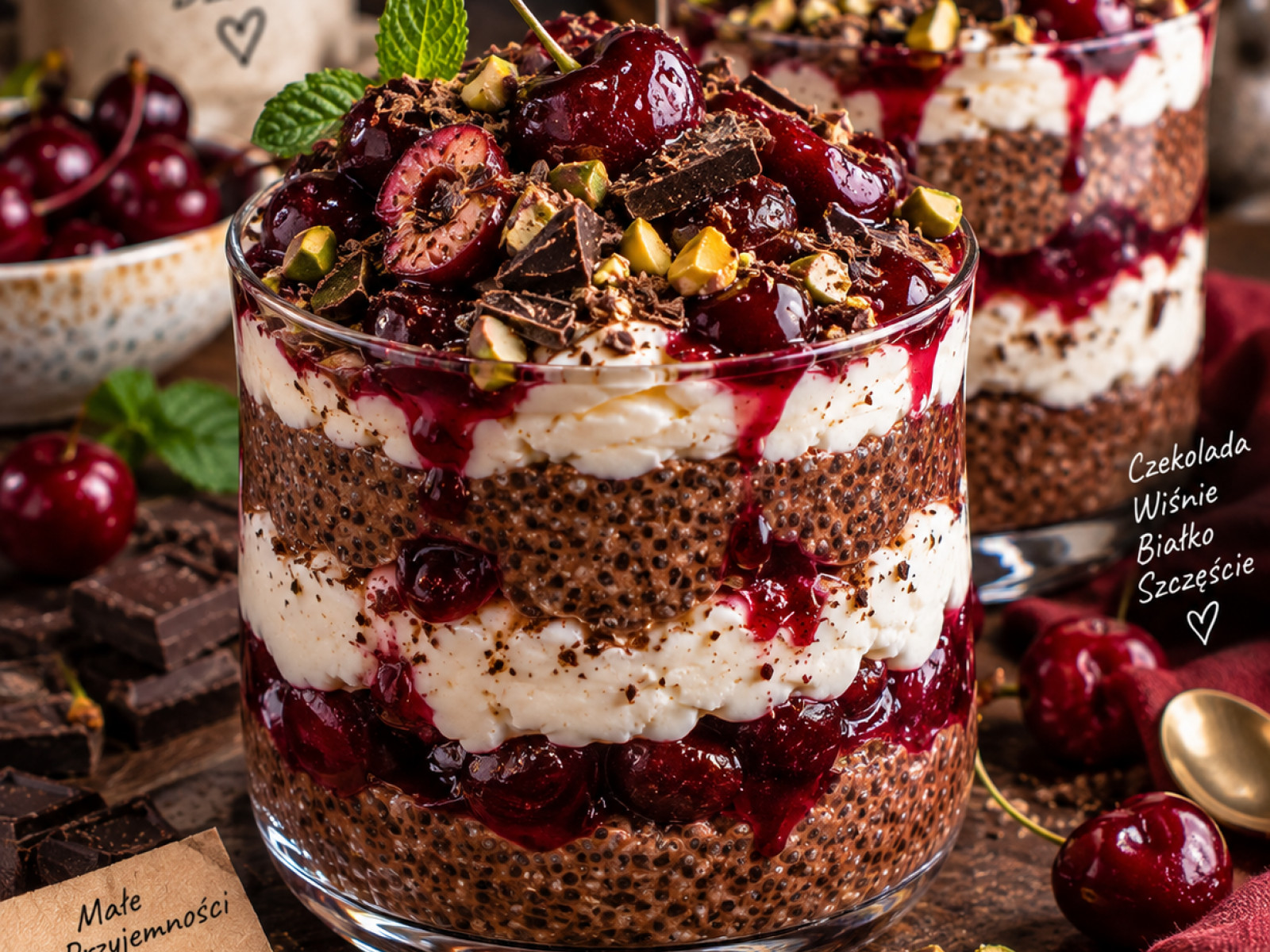 Fit Blueberry Cheesecake Chia Cups – Proteinowy Pudding Chia z Borówkami