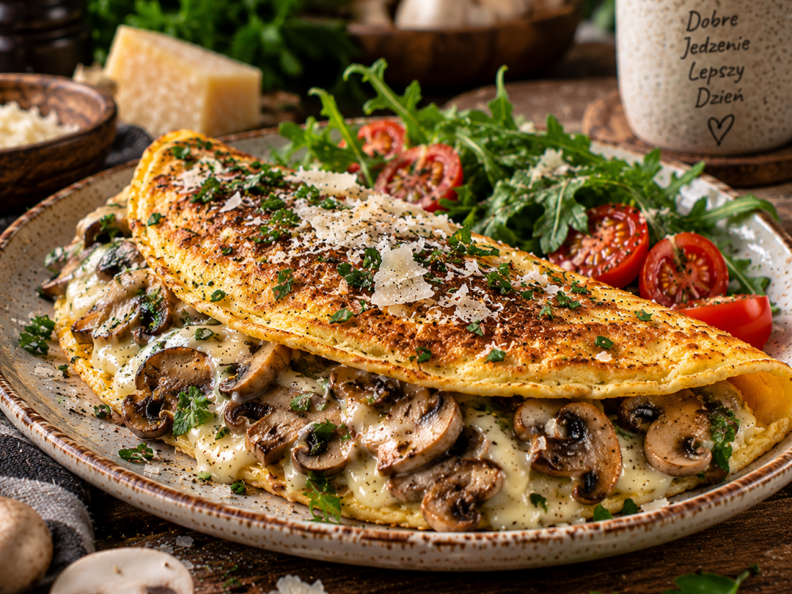 High Protein Mushroom Parmesan Omelet – Fit Omlet z Pieczarkami