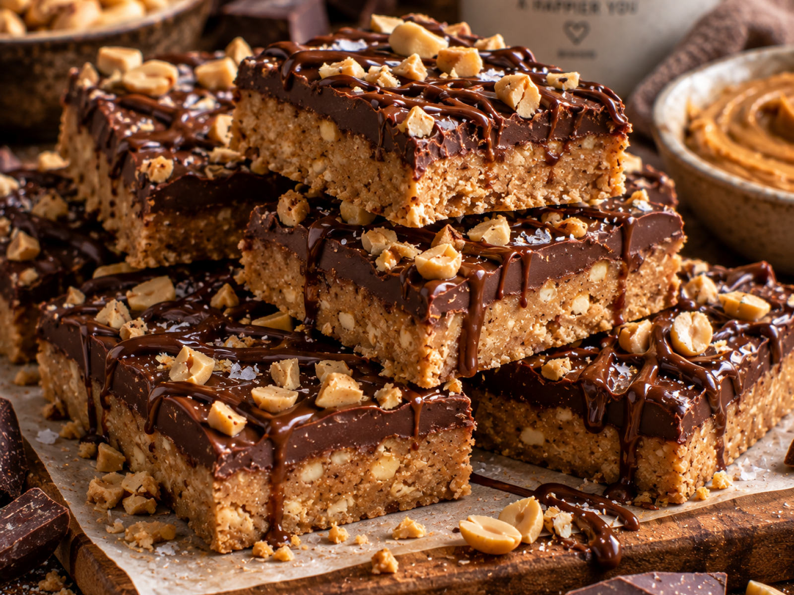 Fit Chocolate Peanut Butter Protein Bars – domowe batoniki proteinowe bez pieczenia