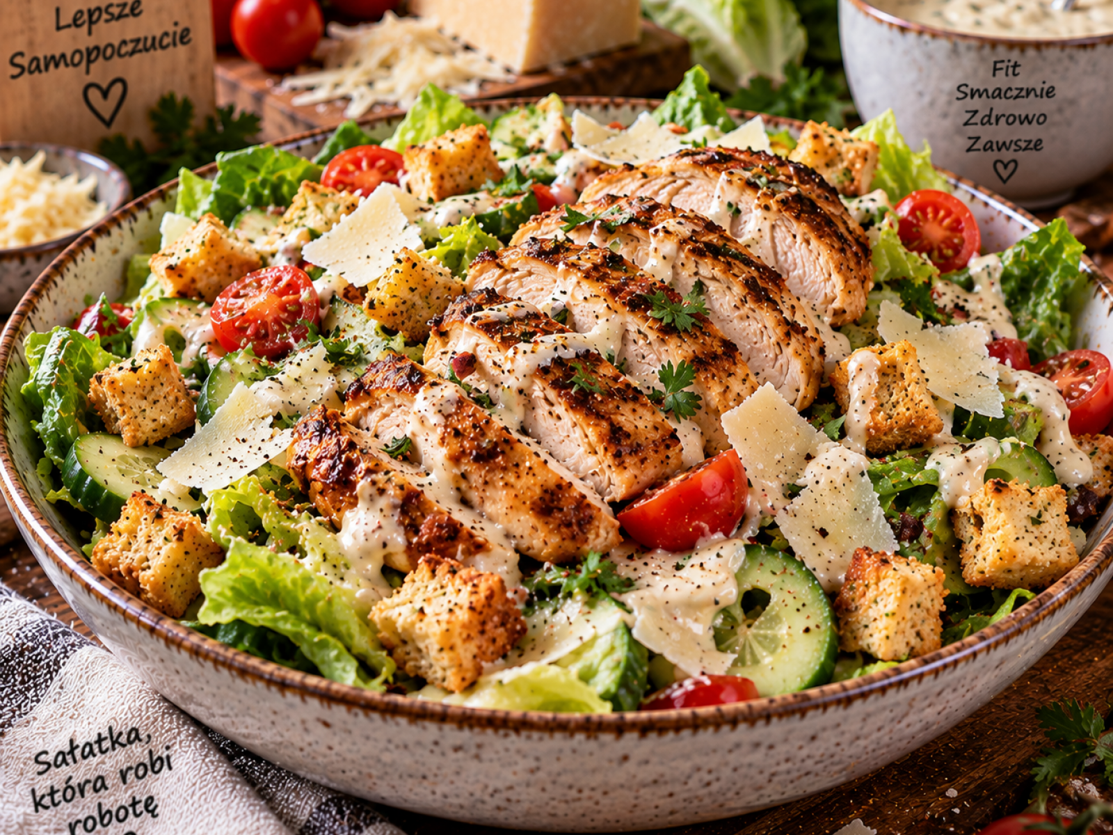 High Protein Chicken Caesar Salad – fit sałatka z kurczakiem
