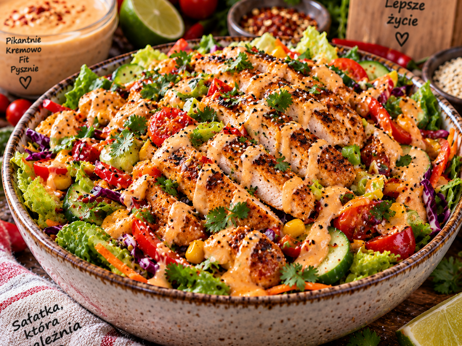Bang Bang High Protein Chicken Salad – fit sałatka z kurczakiem