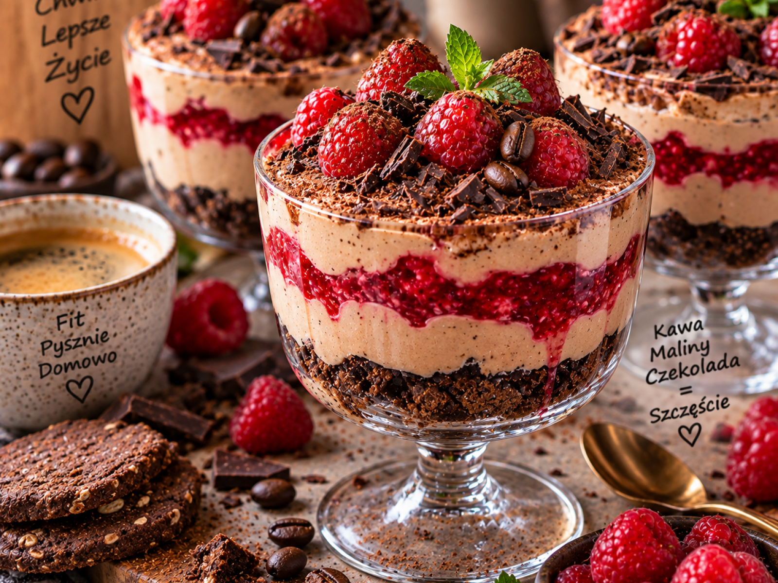 Raspberry Mocha Protein Cups – malinowo-kawowy deser proteinowy