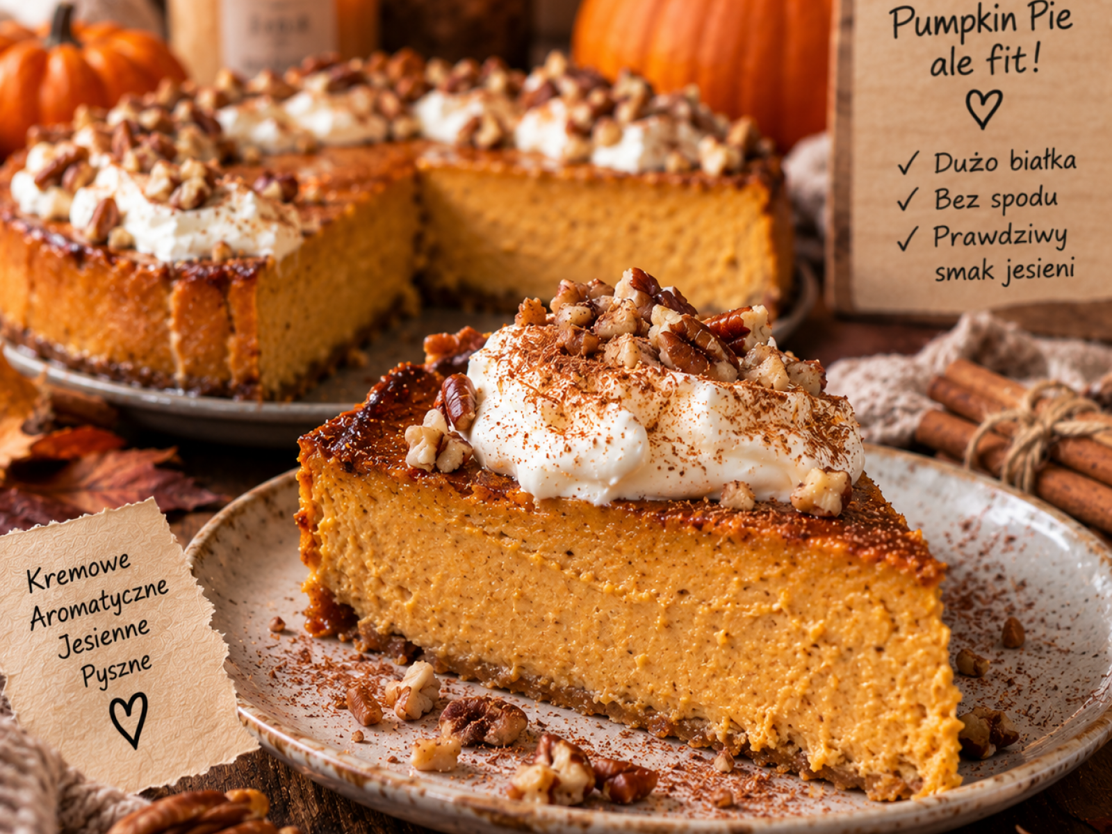 High Protein Pumpkin Pie – Kremowe Ciasto Dyniowe Bez Spodu