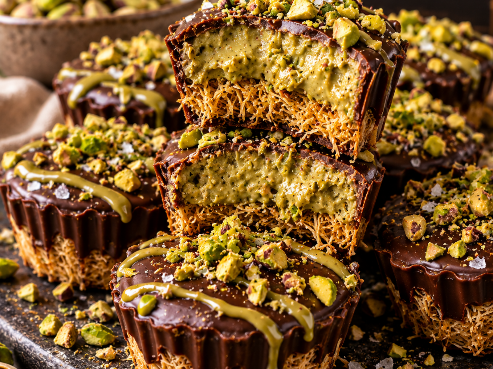 Pistacjowe Kunafa Proteinowe Bites – fit deser z serkiem