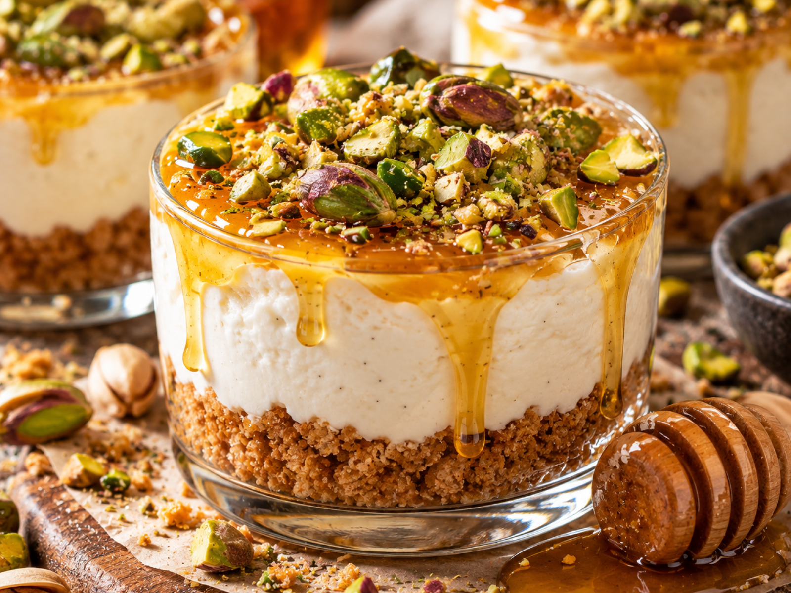 Honey Protein Cheesecake Cups – fit mini serniczki z miodem
