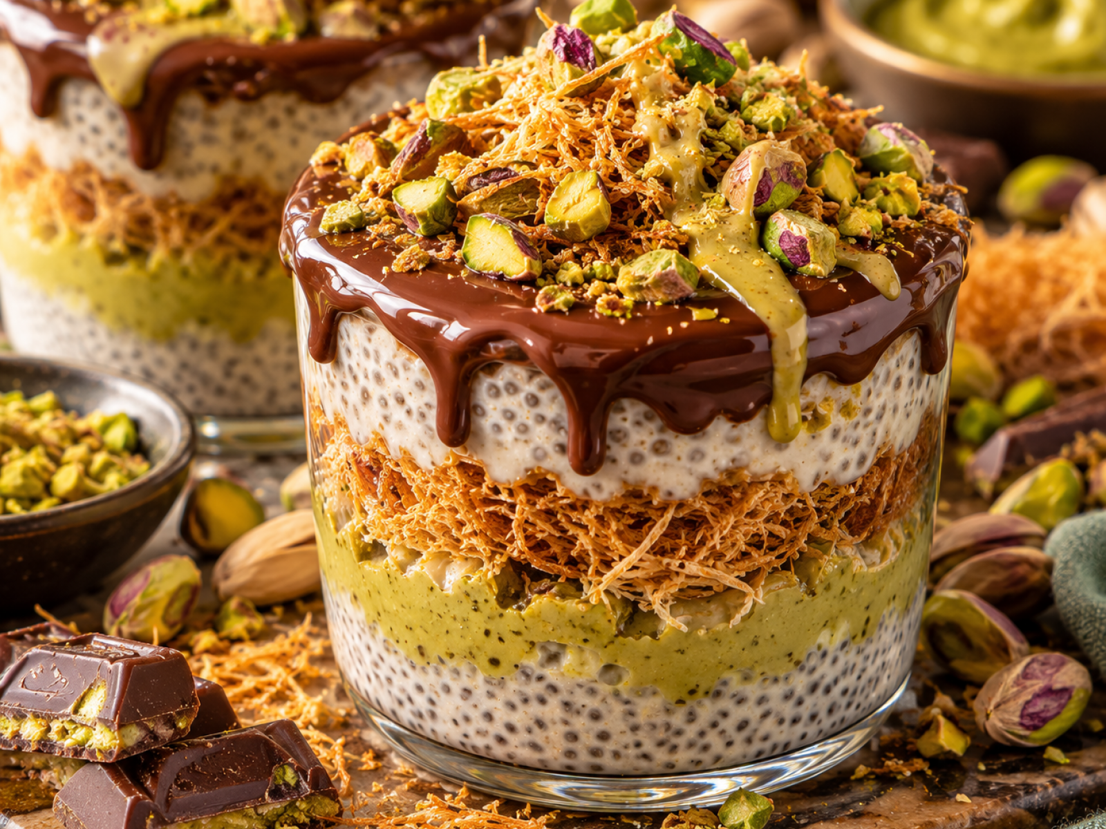 Chia pudding à la Dubai Chocolate – pistacja i czekolada