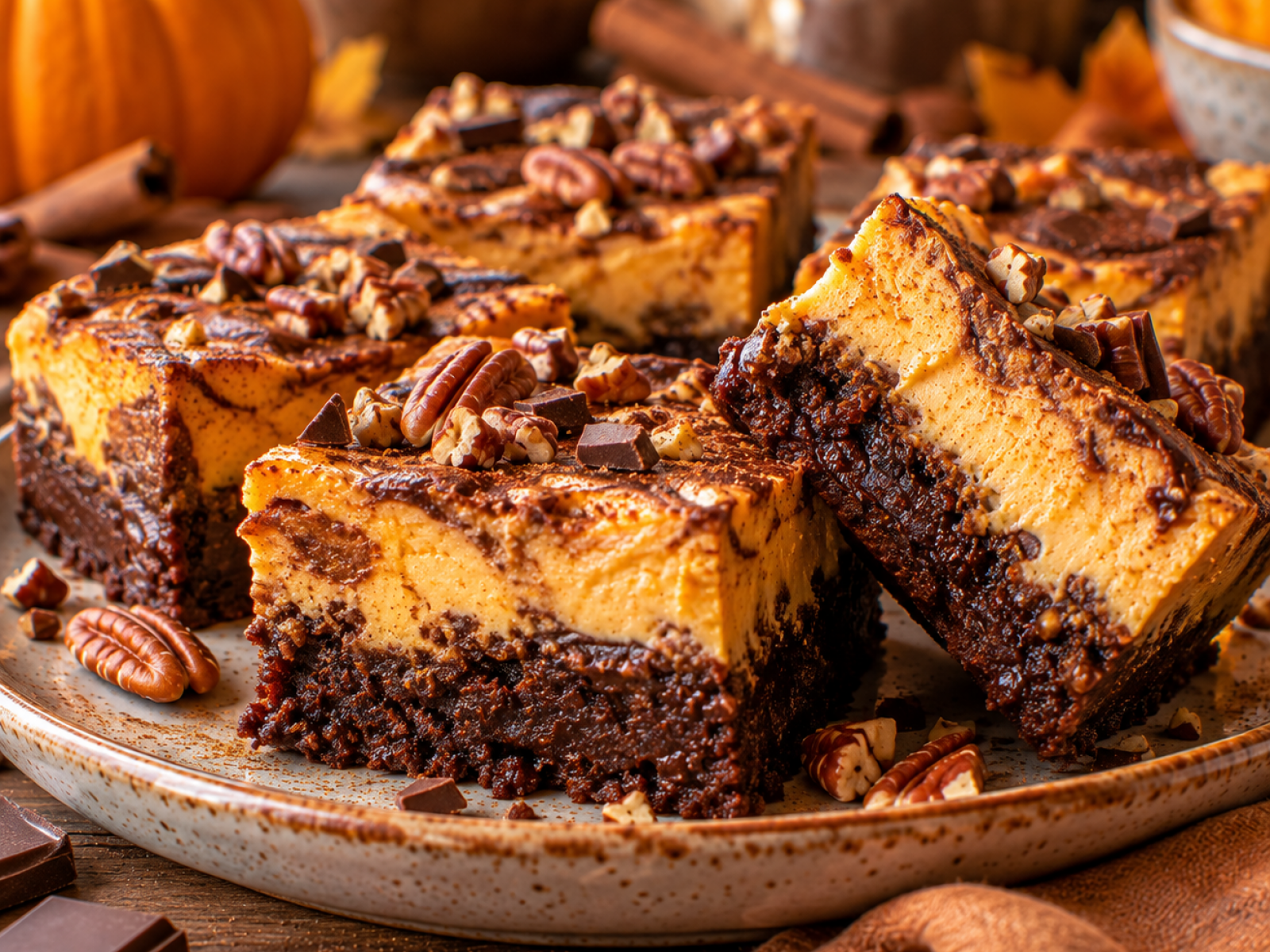 Dyniowe brownie sernikowe – czekoladowe brownie z dynią