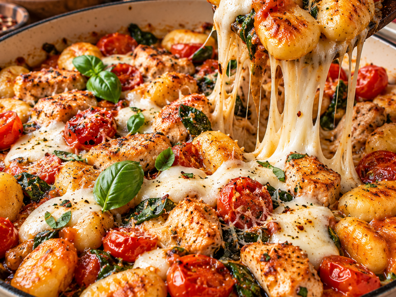 Gnocchi z kurczakiem i mozzarellą – szybki obiad w 20 minut