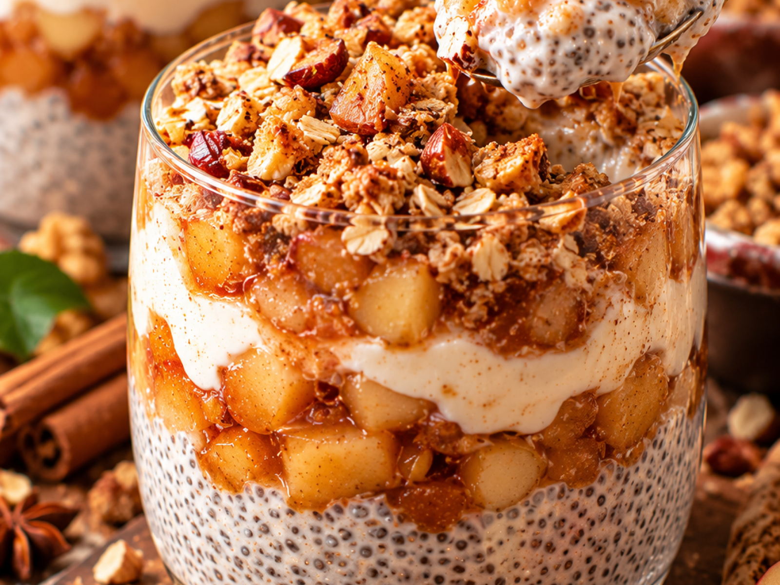 Chia pudding à la Apple Crumble – jabłka, cynamon i kruszonka