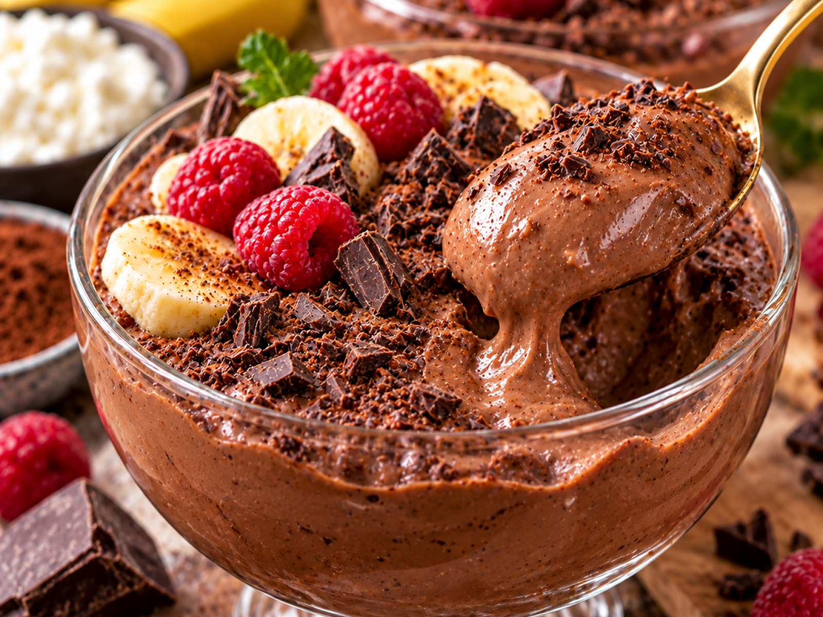 Pudding proteinowy z serka wiejskiego – czekoladowy deser