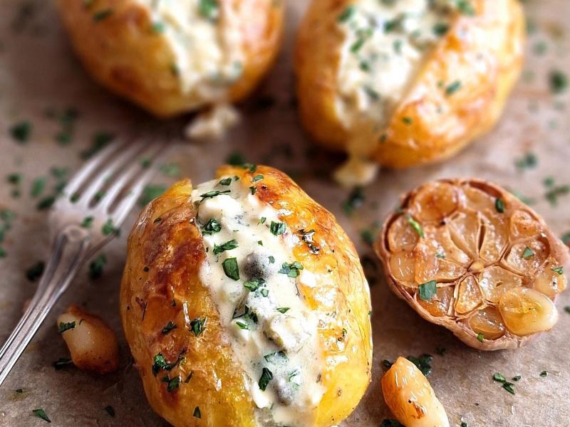 Pieczone ziemniaki z sosem gribiche