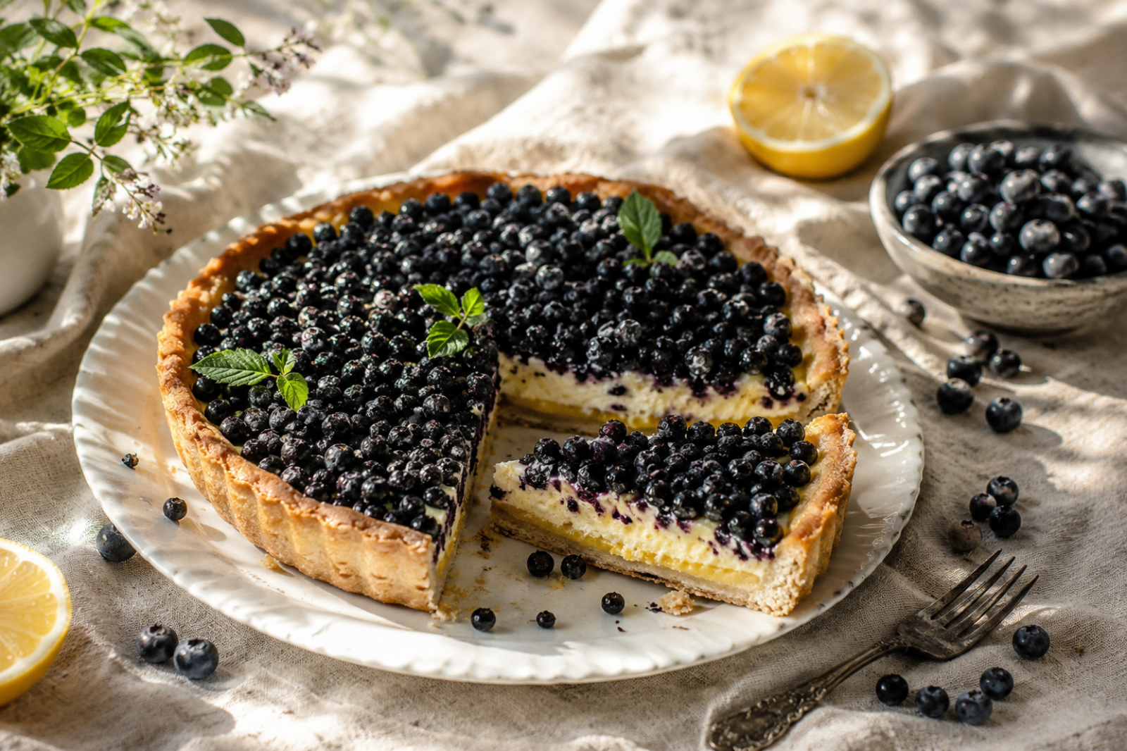Tarta z jagodami i kremem waniliowym