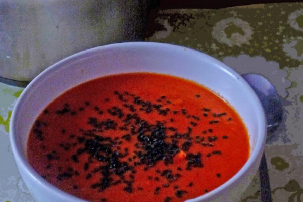 Zupa z pieczonej papryki i pomidorów. Roasted peppers and tomatoes soup.