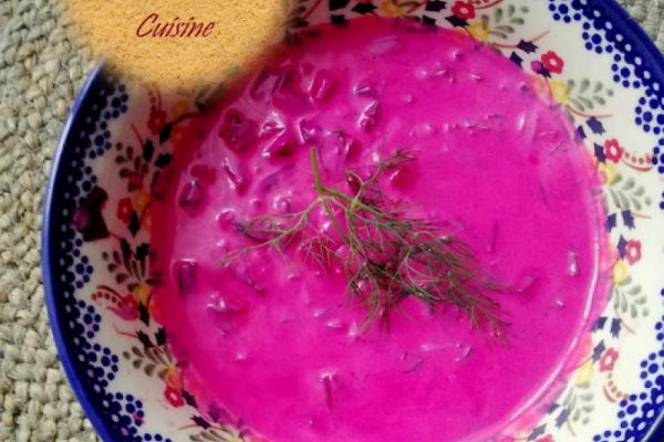 Chłodnik z botwiny i ogórka. Beetroot and Cucumber Cold Soup.