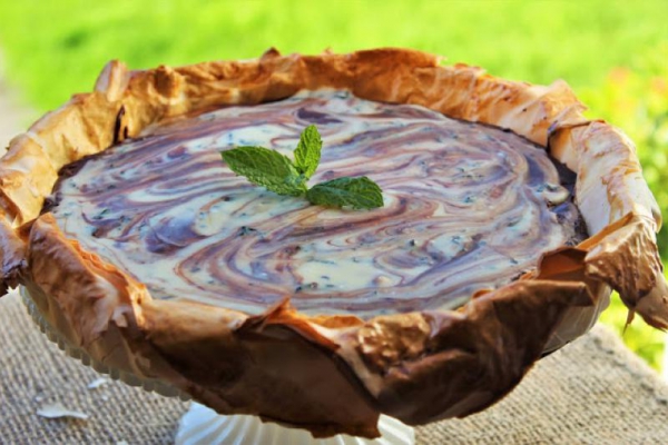 Czekoladowo miętowy  Słonecznik  – tarta na bazie ciasta filo / Chocolate mint  Sunflower  - tart based on filo pastry.