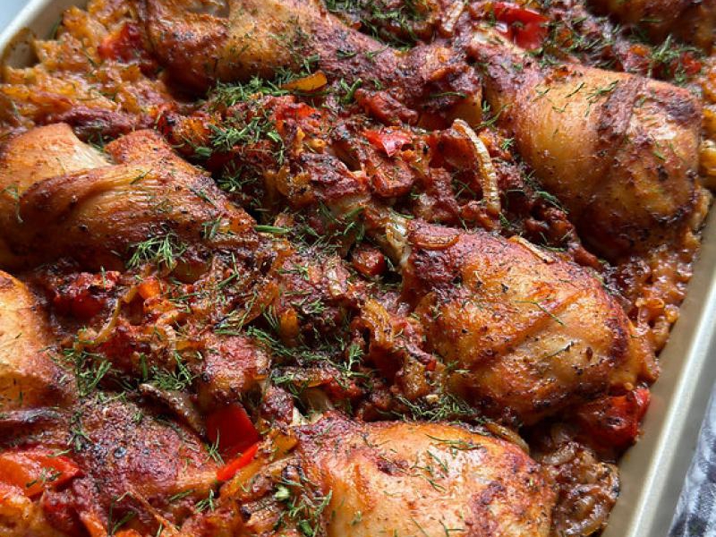 Kurczak zapiekany na ryżu