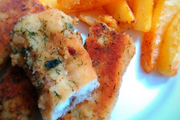 Fish and chips a’la Gordon Ramsay (paluszki rybne w panierce z koperkiem i frytki z piekarnika)