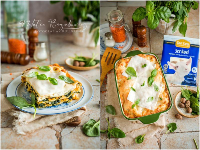 Wege lazania z soczewicą i szpinakiem