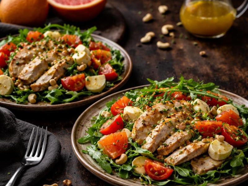 Sałatka z kurczakiem, mozzarellą i grejpfrutem