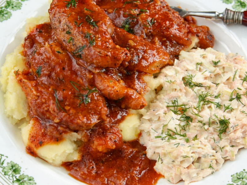 Filet z kurczaka duszony w gęstym sosie