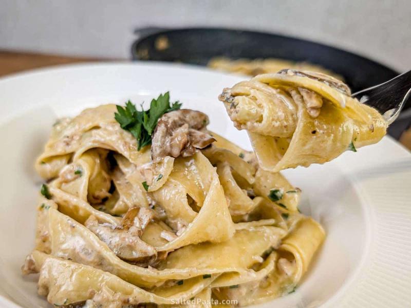 Pappardelle w sosie grzybowym z orzechami