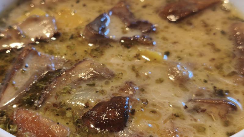 Zupa z leśnych grzybów na owsiance