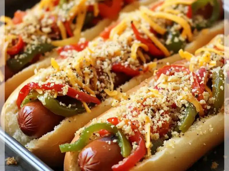 Pieczone Hot Dogi z Papryką i Serem to pyszna przekąska