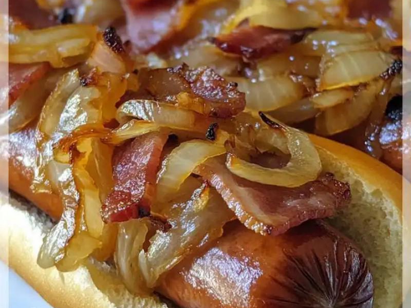 Pieczone Hot Dogi z Bekonem i Cebulą to pyszne danie