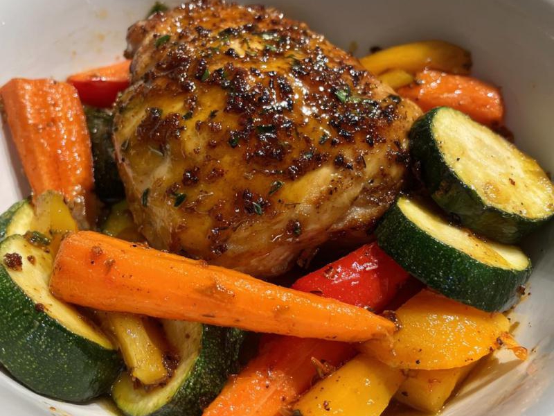 Honey Mustard Glazed Chicken with 5 Veggies to Love