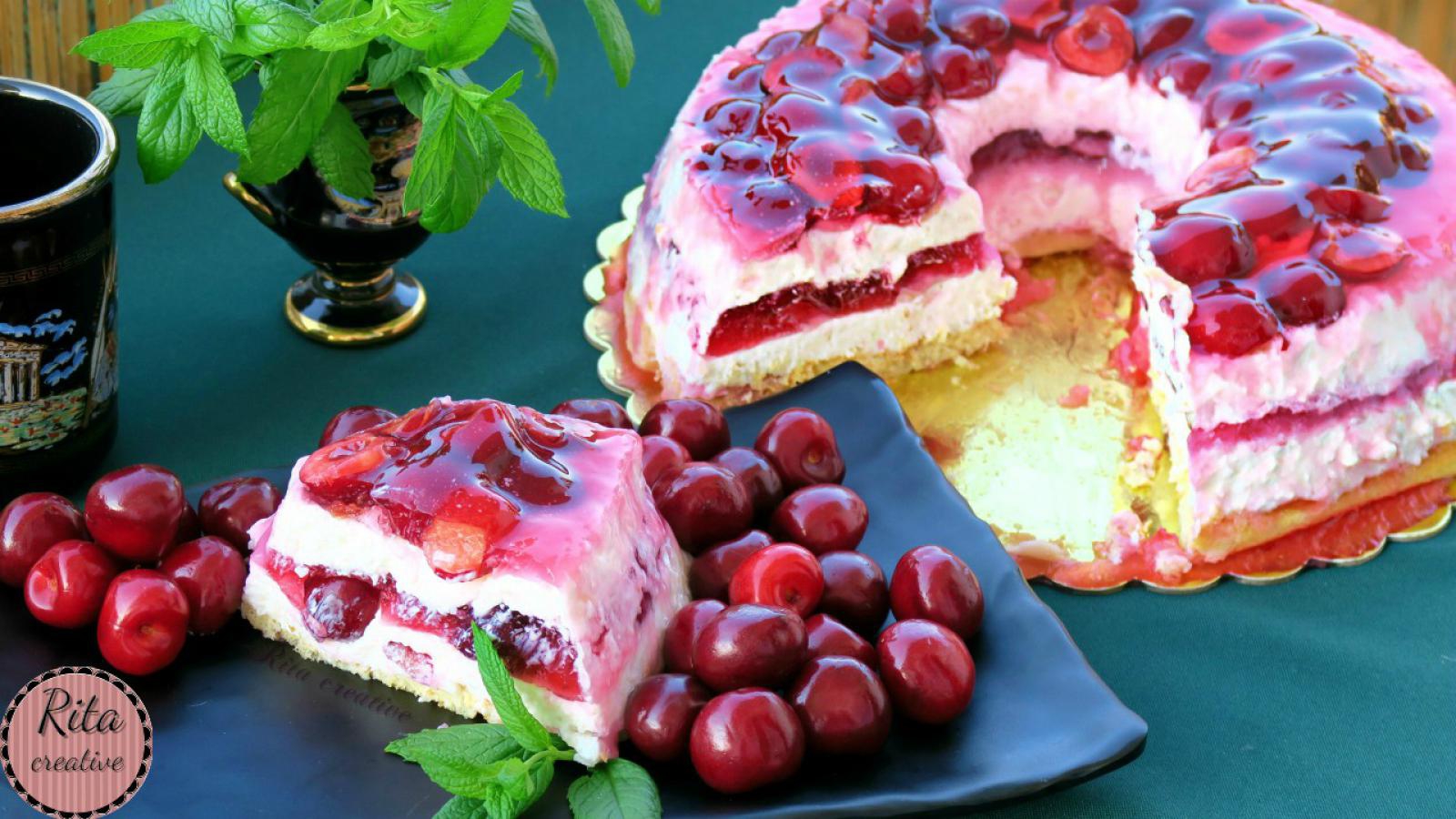 Sernik z czereśniami na zimno 🍒