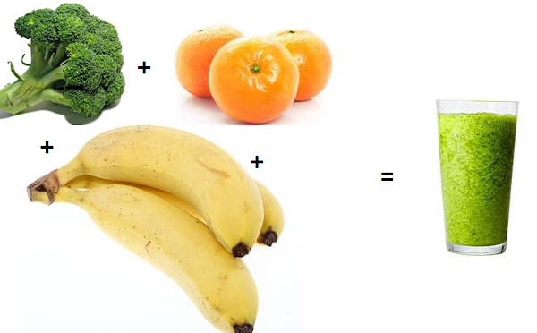 brokuły + mandarynki + banan