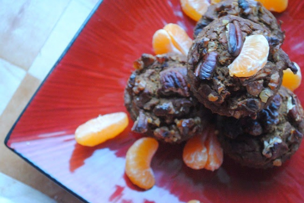 522. Dyniowo- mandarynkowe babeczki korzenne z czekoladą, orzechami, miodem i ricottą
