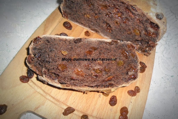 Chleb z czekoladą i rodzynkami, na zakwasie czyli lutowa piekarnia