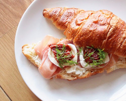a lazy breakfast, CROISSANT PROSCIUTTO AND GOAT CHEESE