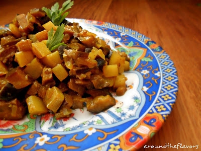 Aloo baigan tarkari,curry z ziemniaków i bakłażana