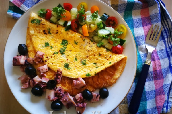 Śródziemnomorski omlet z ośmiorniczką