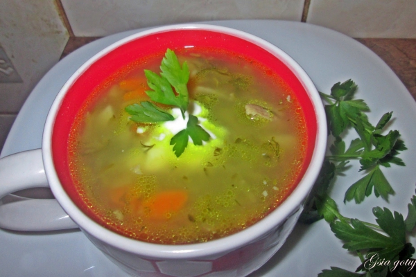 Zupa ogórkowa z czosnkiem i koprem