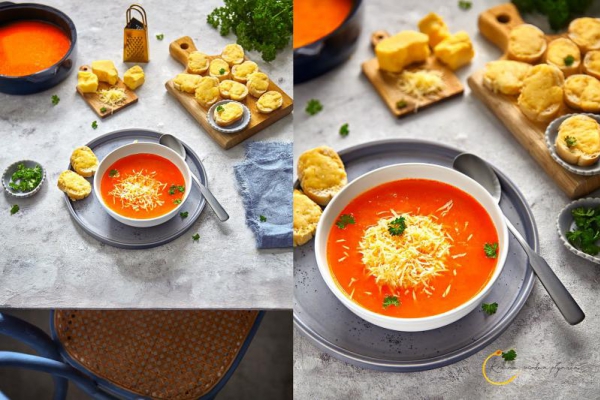 Zupa peperonata z cheddarem- z pieczonej papryki i pomidorów
