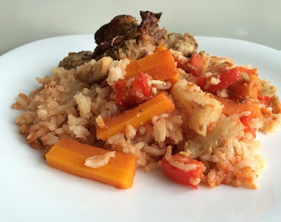 Indyk pieczony z ryżem i warzywami