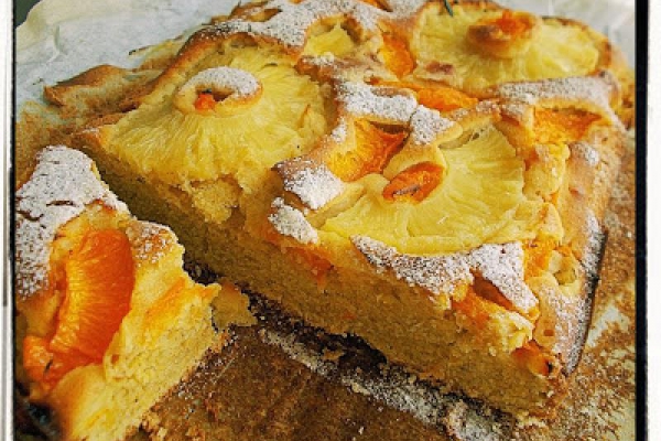 Ciasto ananasowe z morelami- Pineapple Cake Recipe - Torta all ananas e albicocche