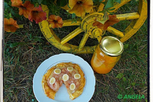Omlet dyniowy z brzoskwiniami i bananem -  Pumpkin Anf Fruit Omelette - Omelette dolce di zucca alla frutta